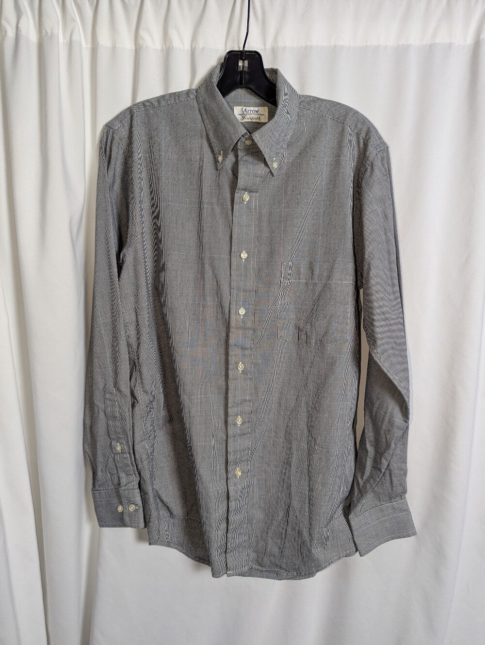 Vintage 1980s /90s Arrow Fairfield Microcheck Men's Button Down Shirt